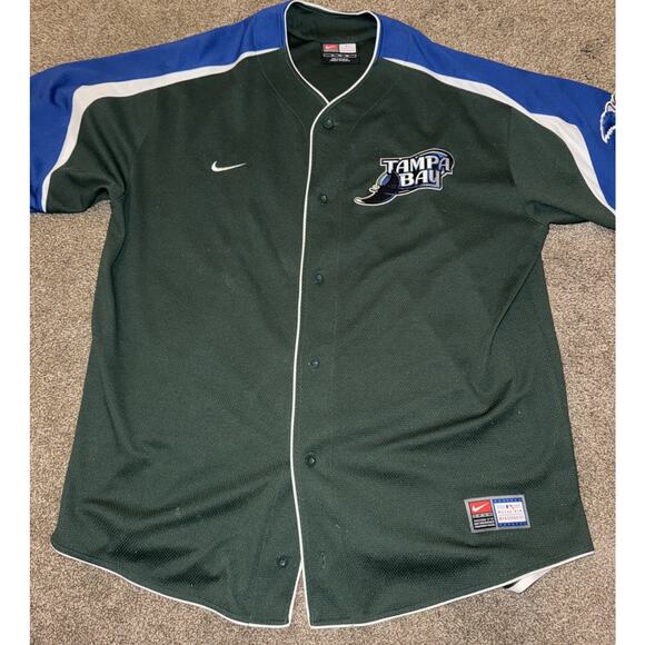 Vintage Tampa Bay Devil Rays Jersey Men's XL Green Nike Embroidered Athletic - Picture 1 of 6